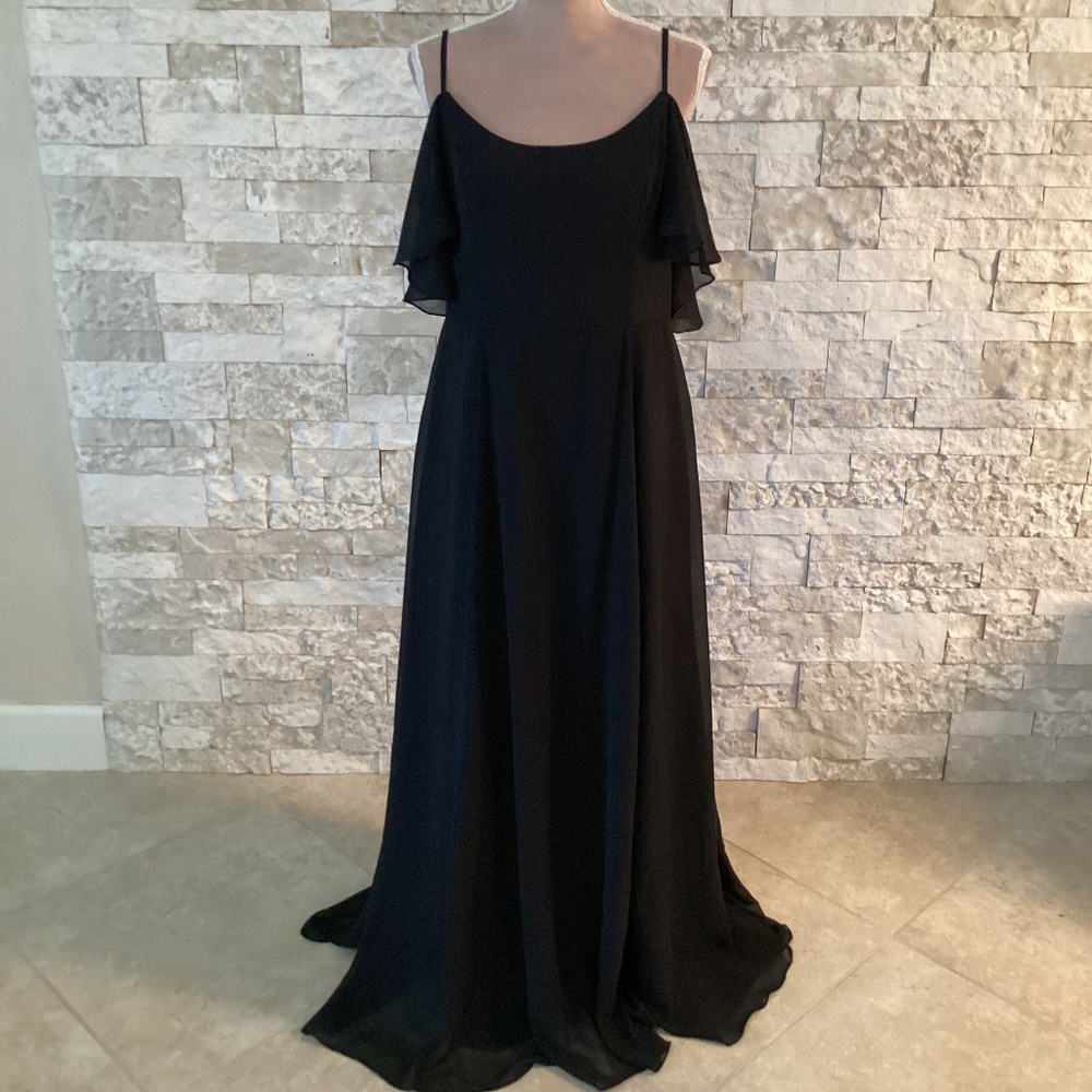 Celebrate DB Studio Cold- Shoulder Long Chiffon Dress